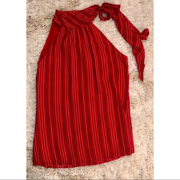 Banana Republic Tie Neck Red Sleeveless Blouse - Picture 9 of 11